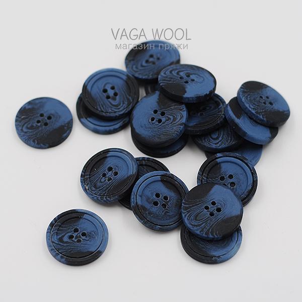 Пуговица 27 мм, цвет сине-черный, пластик, арт. 502522