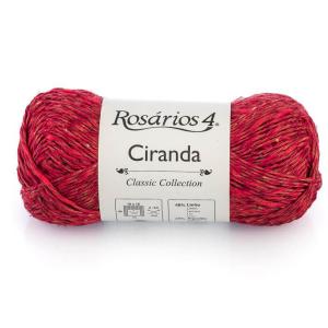 Пряжа Ciranda, 07 Vermelho,(Красный), 48% лён, 24% хб, 24% вискоза, 4 ПА, 125м/50г, Rosarios4