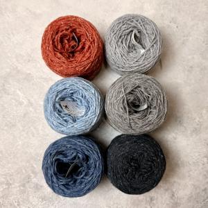Пряжа City, НАБОР из 6 цветов 225г, 144м/50г, шерсть ягнёнка, шёлк, Vaga Wool