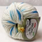 Пряжа Baby cover color, 100% шерсть мериноса экстрафайн, Бело-синий 50, 90м в 50г, Miss Tricot Filati-1